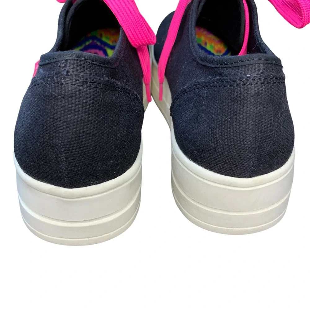 Rocket‎ Dog Platform Sneakers Canvas Lace Up Casual Shoes Black Pink Size 8.5